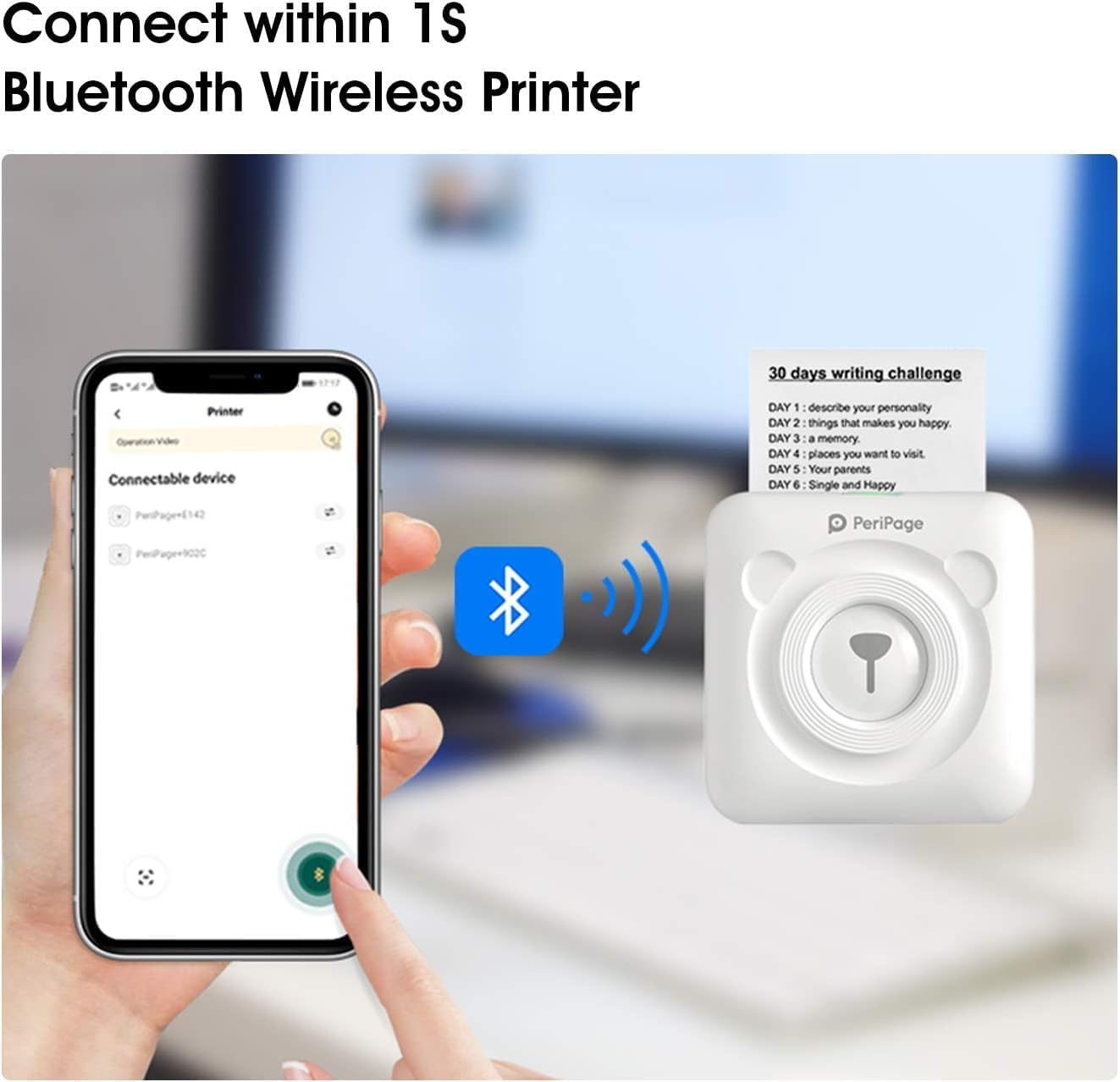 PeriPage Buyounger Mini Impresora de Fotos térmica Bluetooth Impresora sin Tinta portátil multifunción tamaño pequeño Negro y Blanco Impresora para DIY Fotos, Notas - Imagen 2