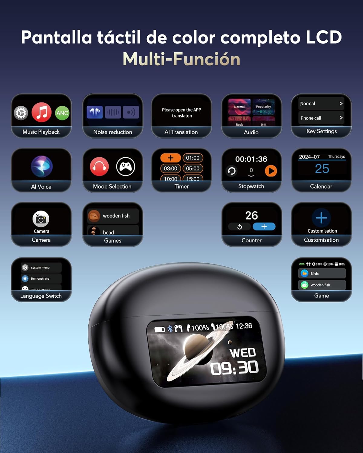 EUQQ Auriculares Traductor en Tiempo Real AI 2025, Traductor Instantáneo de Voz para 144 Idiomas, Auriculares Inalámbricos Bluetooth 5.4 con ENC y App, Ideales para Viajes/Negocios/Aprendizaje - Q10 - Imagen 2