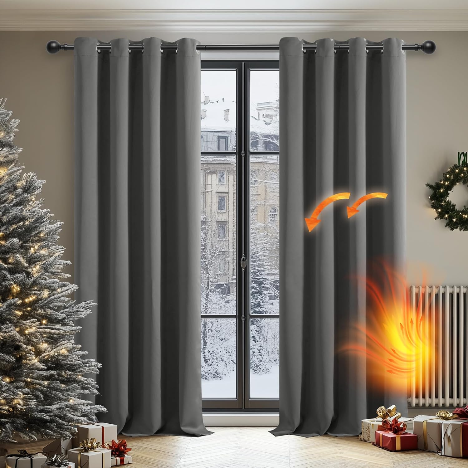 Cortinas Opacas 2 Piezas Cortinas Salon Cortinas Termicas aislantes Frio y Calor 140x245cm - Imagen 3