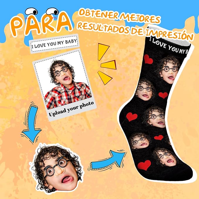 Calcetines personalizados con foto - calcetines divertidos Regalos personalizados con foto para mujeres y hombres, regalos divertidos para cumpleaños - Imagen 2