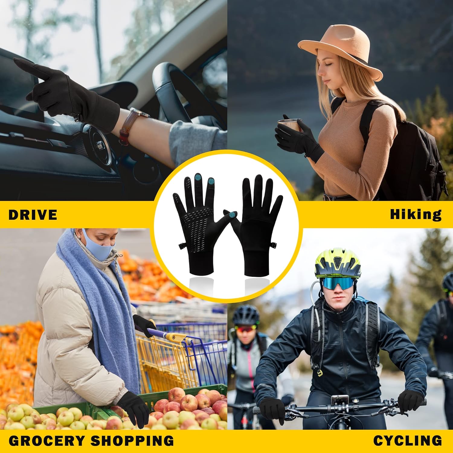 Guantes para Correr, de Invierno con Pantalla Táctil, Resistentes al Viento, Ligeros, Antideslizantes, Cálidos, para Ciclismo, Conducción, Senderismo, Hombres, Mujeres - Imagen 4