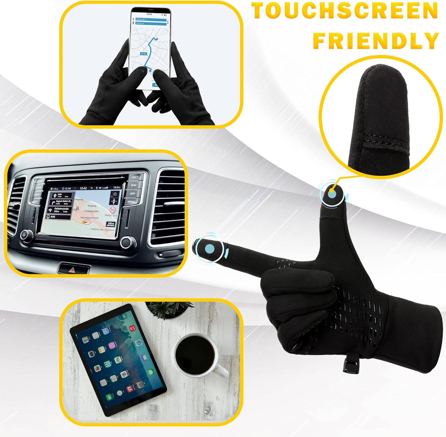 Guantes para Correr, de Invierno con Pantalla Táctil, Resistentes al Viento, Ligeros, Antideslizantes, Cálidos, para Ciclismo, Conducción, Senderismo, Hombres, Mujeres - Imagen 2
