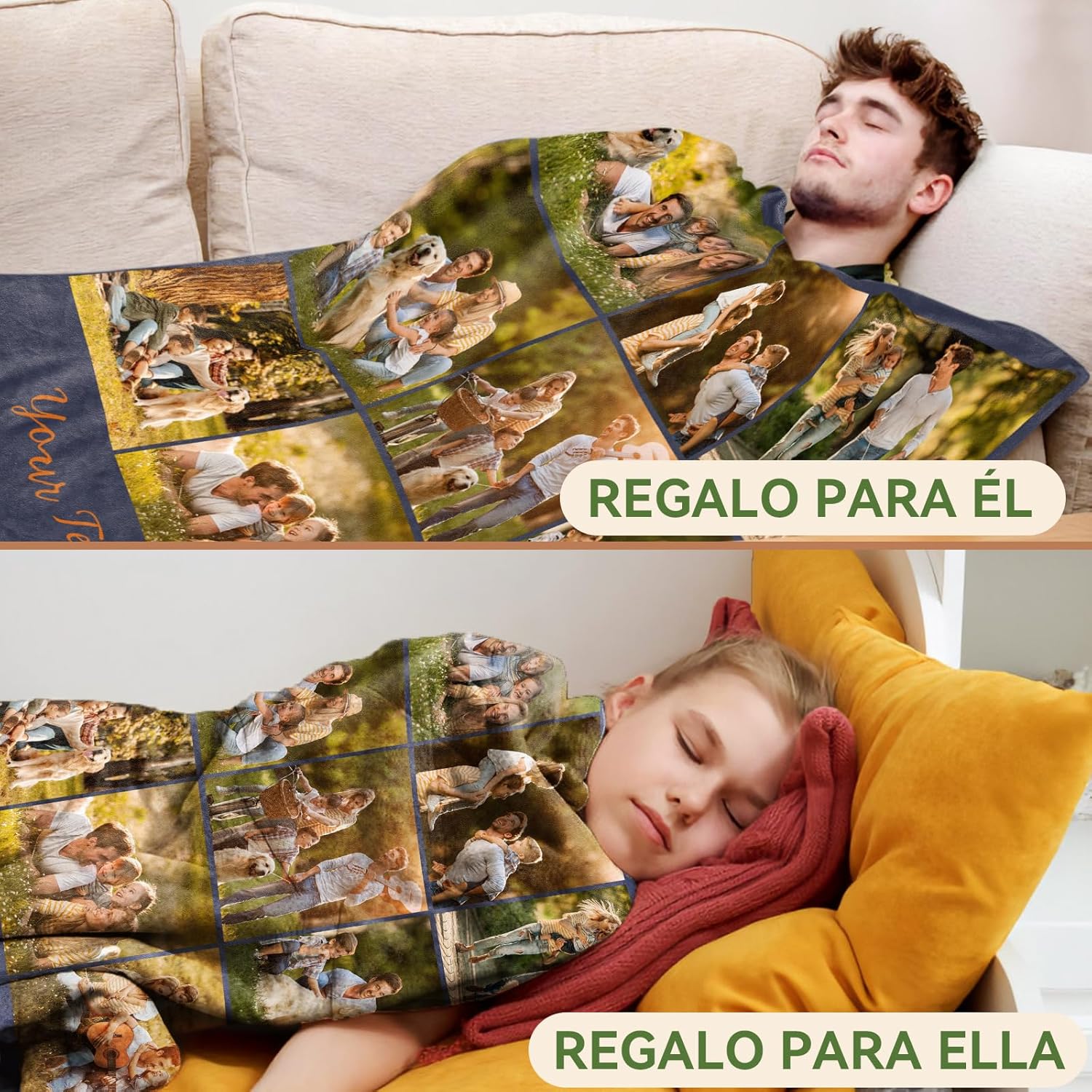 Mantas Personalizadas con Fotos Texto - Regalos Personalizados, Fotos Personalizadas Regalo, Regalos para Amigos Novio Regalo para el y para Ella-9 Fotos - Imagen 4