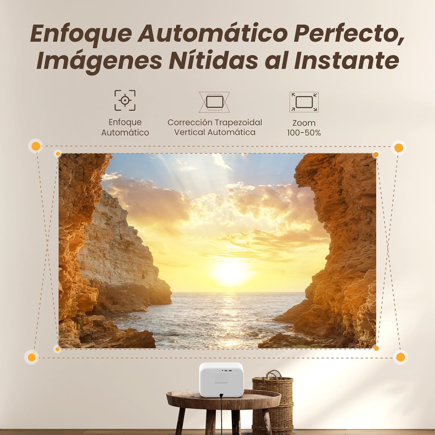 Proyector Portátil 4K Full HD 1080P Nativo con Sonido JBL & Enfoque Automático 1s, WiFi 6 Bluetooth, para Cine en Casa/Exterior Compatible con Móvil/iOS/Android/TV Stick/PS5/HDMI - Imagen 2