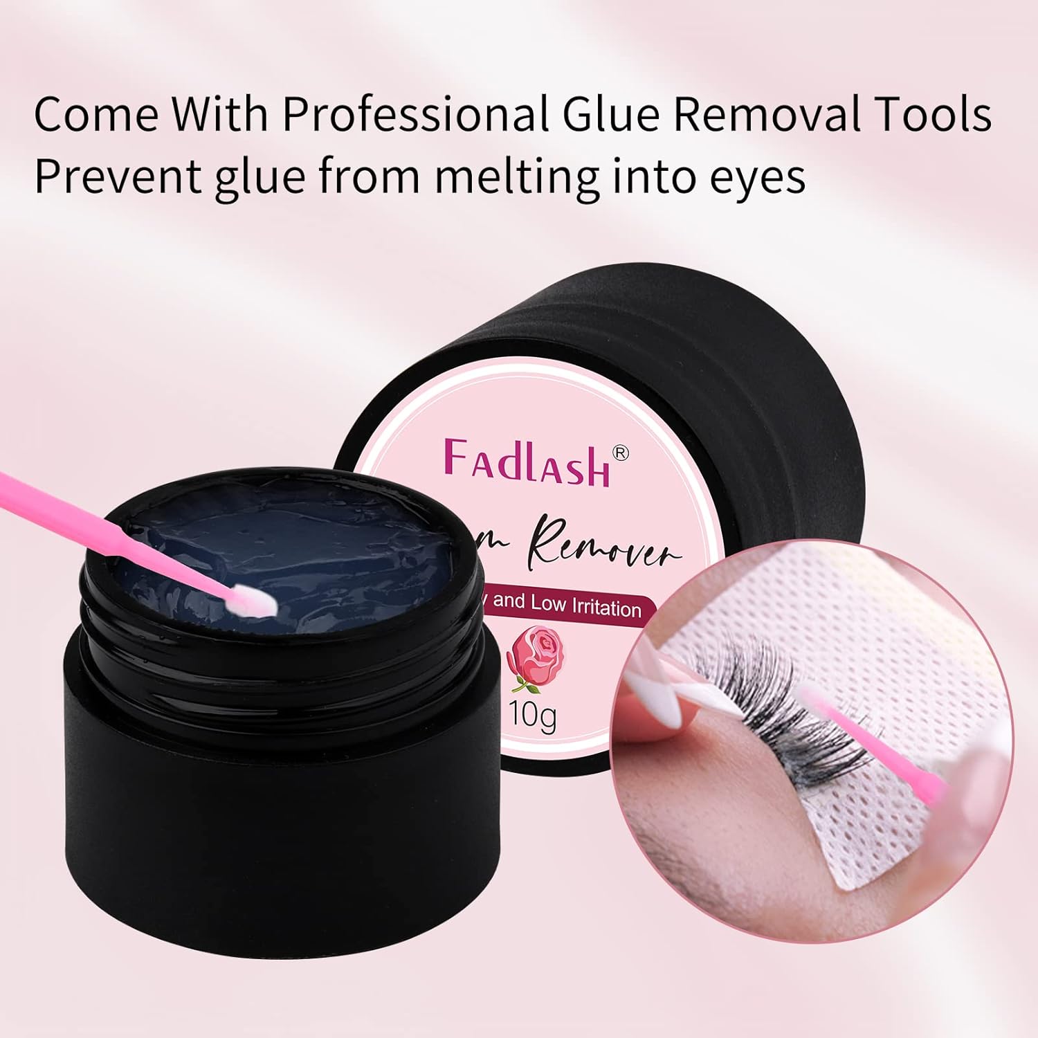 Removedor de Extensiones de Pestañas 10g Removedor de Disuelve Potente para Extensiones de Pestañas Removedor de Pegamento de Pestañas Baja Irritación para Piel Sensible(Rosa) - Imagen 3