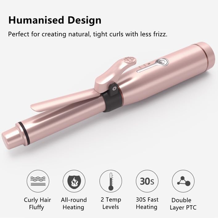 Rizador de pelo inalámbrico, mini rizador portátil, 2 niveles de temperatura, recargable por USB, rizador de pelo de cerámica para rizos sueltos, rizador de viaje para peinado, uso húmedo y seco - Imagen 2