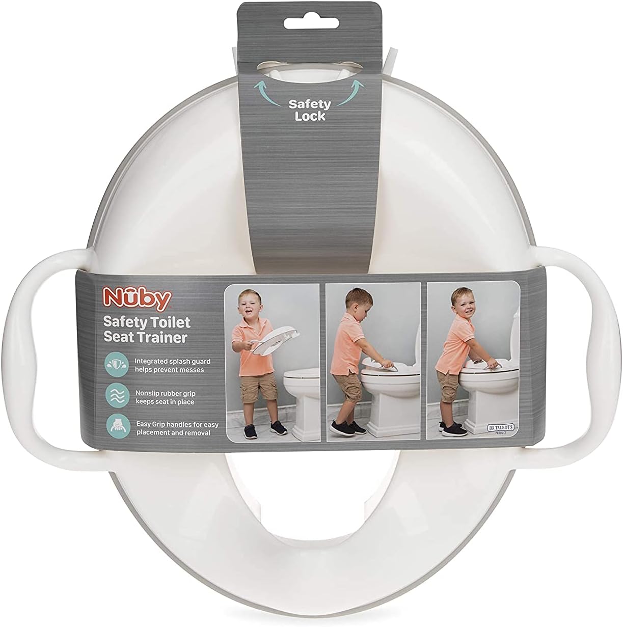 Reductor WC - Asiento inodoro para niños, con asas y con proteccion contra salpicaduras, Blanco, 10+ meses - Imagen 4