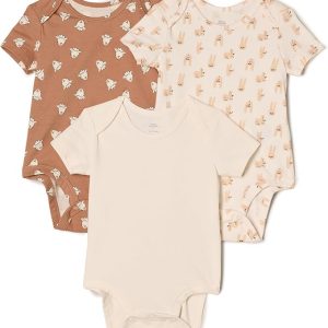 Amazon Essentials x Sofia Grainge Body de Manga Corta con Cuello Redondo Unisex Bebés, Pack de 3