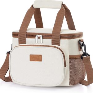 Lifewit Bolsa Termica Porta Alimentos 8.5L(12 Latas), Bolso Comida Trabajo Hombre y Mujer, Lunch Bag para Lonchera, Pequeña Bolsas Nevera Portatil para Playa, Viaje, Work, Beige