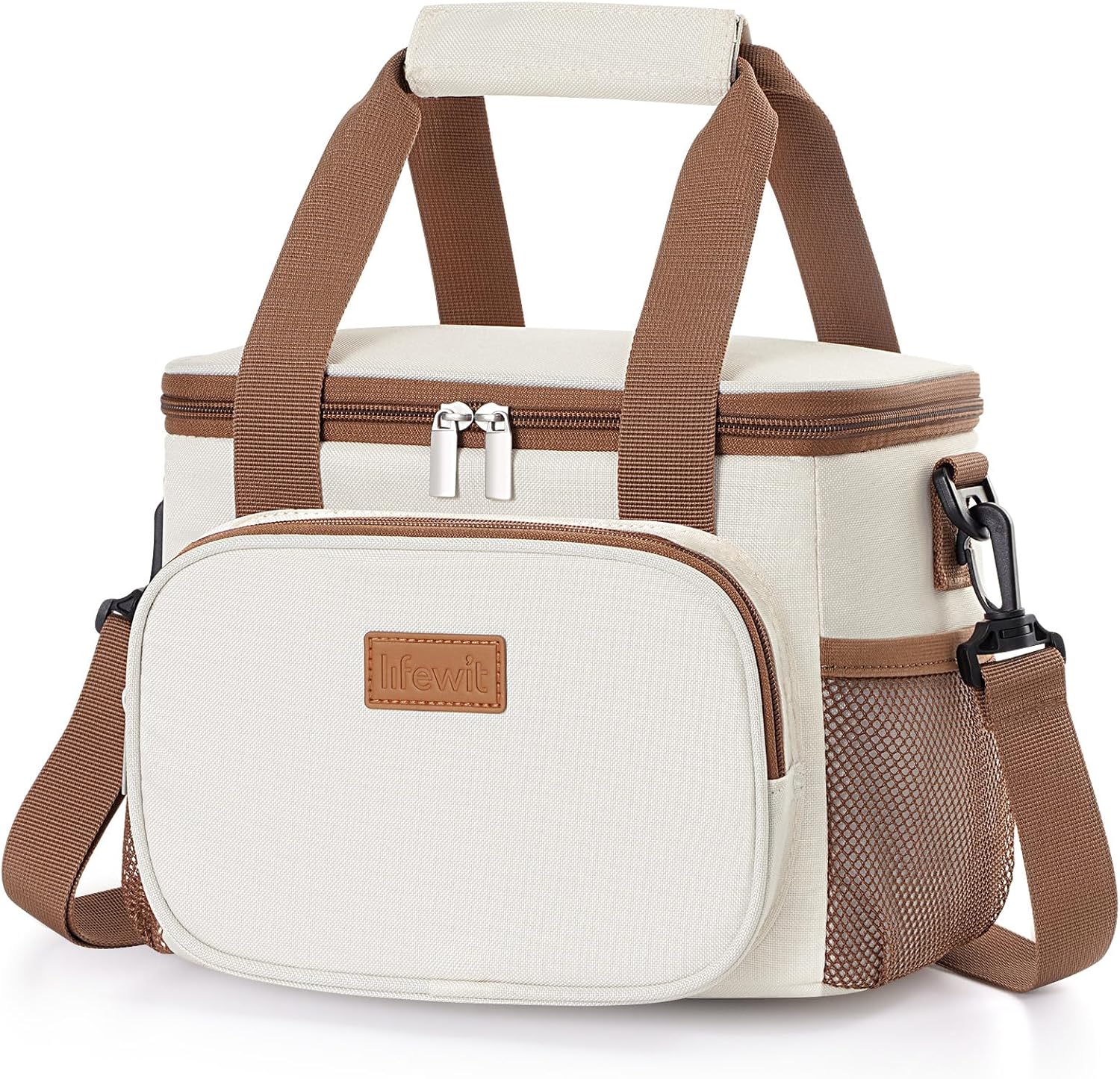 Lifewit Bolsa Termica Porta Alimentos 8.5L(12 Latas), Bolso Comida Trabajo Hombre y Mujer, Lunch Bag para Lonchera, Pequeña Bolsas Nevera Portatil para Playa, Viaje, Work, Beige