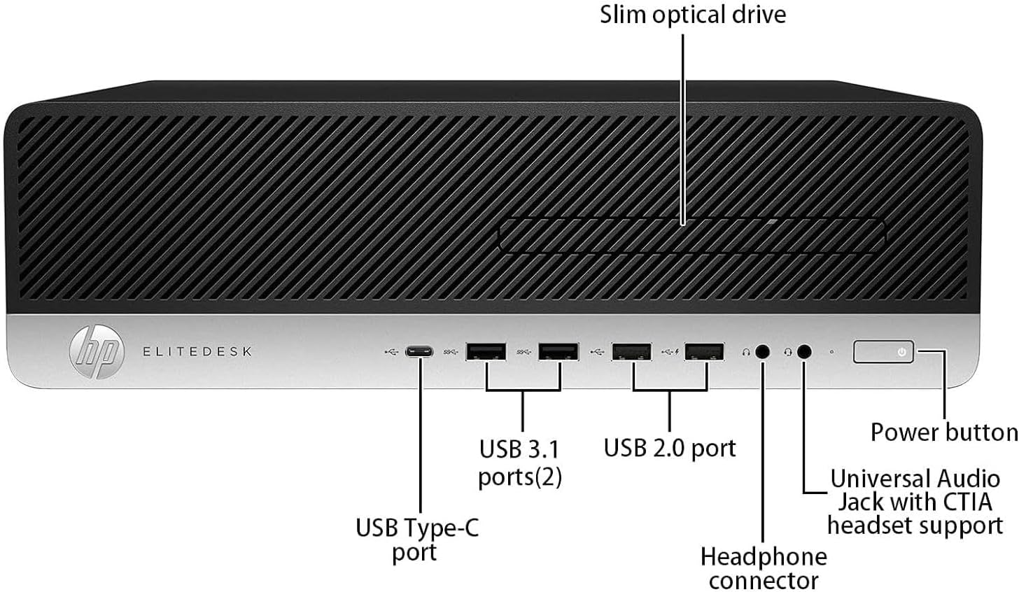 HP EliteDesk 800 G3 SFF Desktop Computer with 21.5"" FHD Monitor Bundle PC Set, Intel Core i5-6500 3.2GHz, 8GB RAM, 256GB SSD, Keyboard & Mouse, WiFi, Windows 11 Pro, Black (Renewed) - Imagen 2