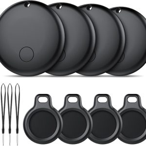 Ajblg Android Smart Tag, Tracker Compatible con Google Find Hub App (Sólo Android), Localizador Bluetooth, Rastreador para Llaves, Cartera, Equipaje, Impermeable IP68, 4 Negro