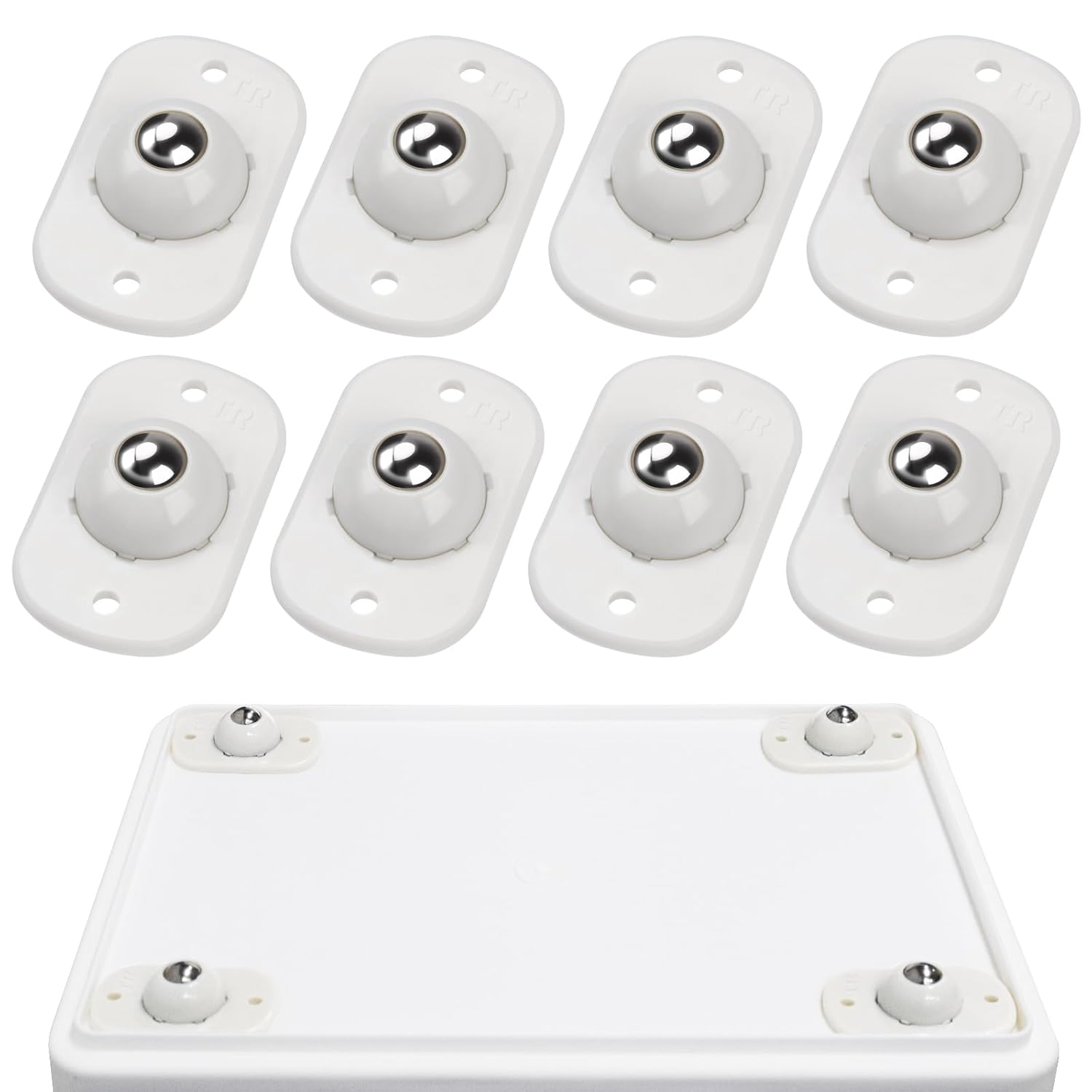 Minirruedas autoadhesivas para utensilios de cocina, ruedas universales giratorias de 360°, ruedas adhesivas para bricolaje, cubo de basura, caja de almacenamiento, pequeños aparatos (8, blanco)