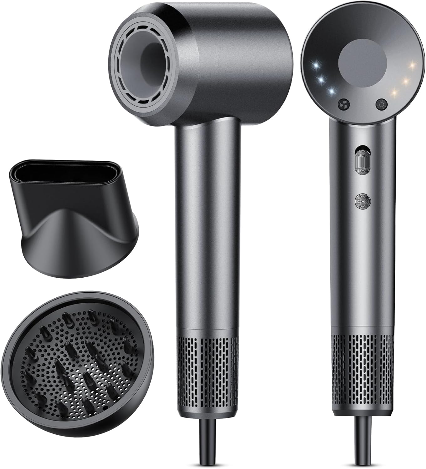 Secador de Pelo, Secador Pelo Profesional Iónico Portátil 160000 RPM, Secado Rápido, 500M Iones, Control de Temperatura, Con Difusor Magnético y Boquilla, 4 Niveles de Temperatura y 3 Velocidades