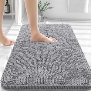 USA Bathroom Rugs OLANLY Bathroom Rugs 30x20, Extra Soft Absorbent Chenille Bath Rugs, Rubber Backing Quick Dry, Machine Washable Bath Mats for Bathroom Floor, Tub and Shower, Home Decor Accessories, Grey