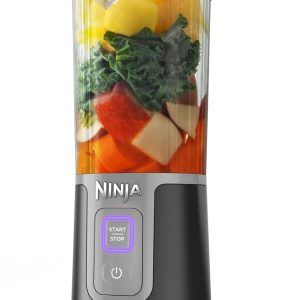 USA Ninja Blast Personal Ninja Blast 16 oz. Personal Portable Blender with Leak Proof Lid and Easy Sip Spout, Perfect for Smoothies, Cordless, USB-C Rechargeable, Dishwasher Safe Parts (Renewed) (Black)