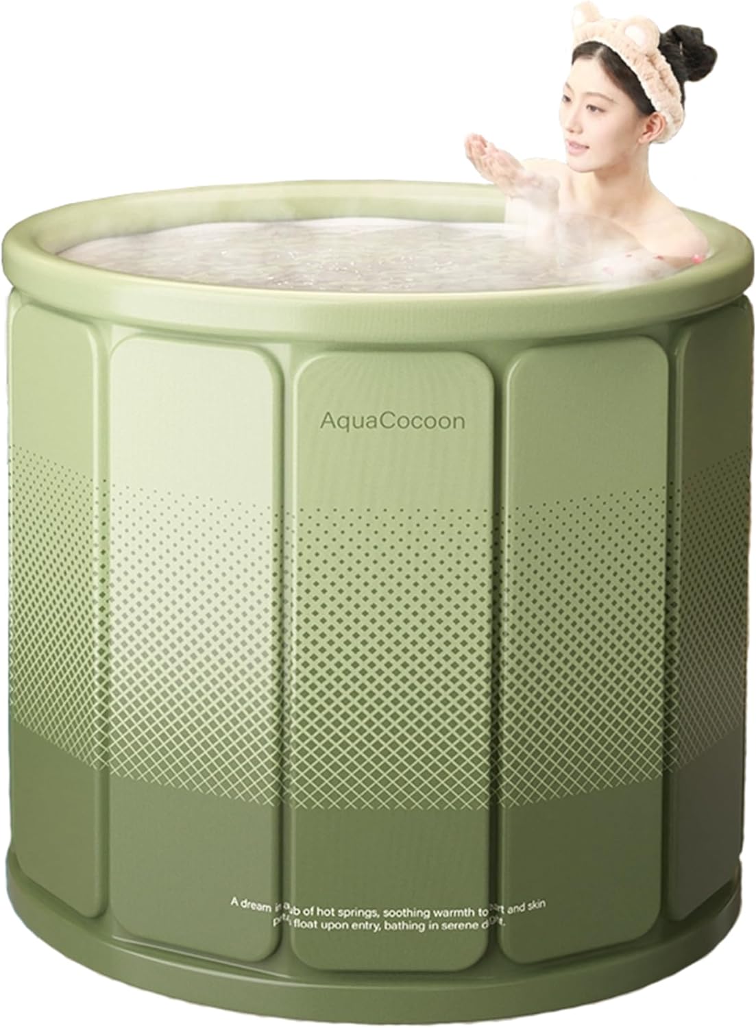 Simcat Bañera plegable portátil, 70 x 65 cm, bañera de hielo para adultos, baño de hielo independiente para el hogar, bañera de remojo con capa de aislamiento gruesa (verde)