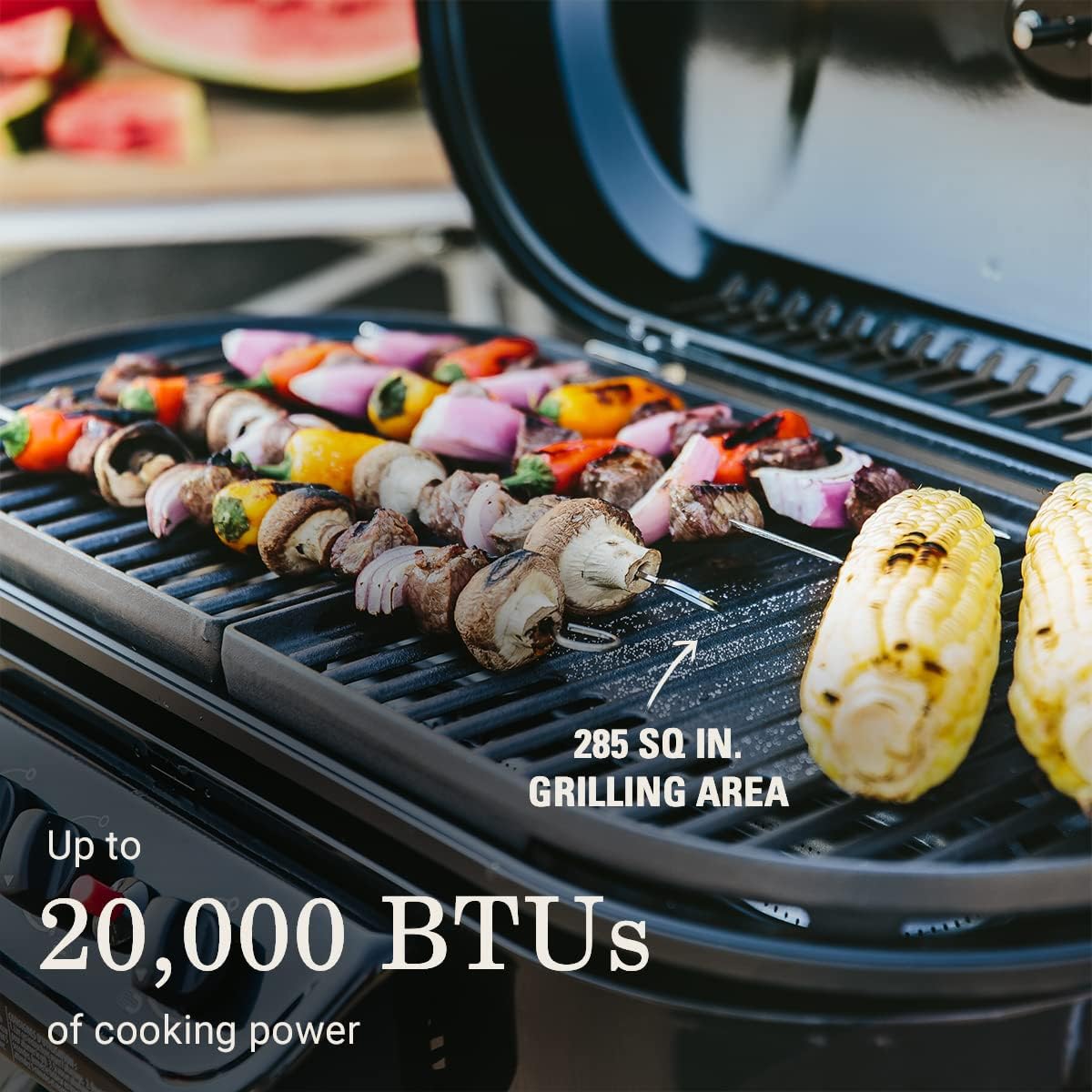 Coleman RoadTrip 285 Portable Stand-Up Propane Grill with 3 Adjustable Burners & Instastart Ignition, 20,000 BTUs of Power for Outdoor Cooking, Camping, Tailgating, Grilling, BBQs, & More - Imagen 4