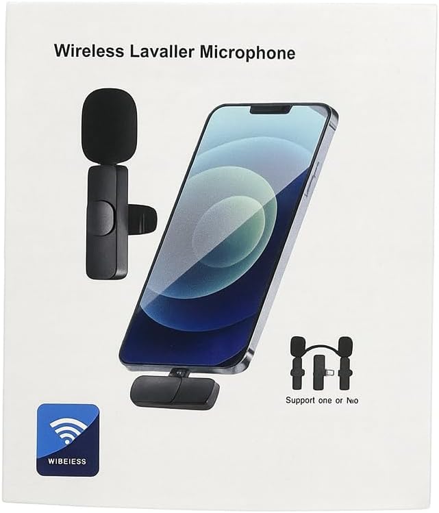 LauCentral Micrófono Lavalier Inalámbrico Plug & Play, Compatible con iOS/Android, 2 Mics para Grabación de Vídeo/Vlog/Podcast, Función de Reducción de Ruido, Conexiones USB/iOS, Uso Sin Aplicaciones - Imagen 2
