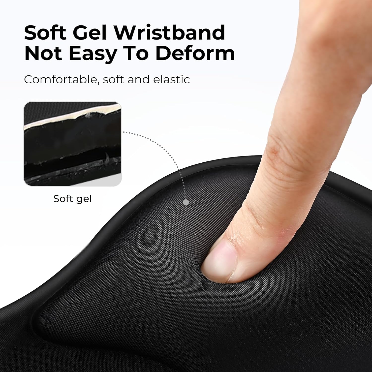 EooCoo Alfombrilla Ratón Ergonomica con Reposamuñecas de Gel, Duradero Mouse Pad, Lavable Mousepad, Base PU, Alfombrilla de Ratón para PC, Portátil, Ordenador, Oficina y Hogar, Negro - Imagen 2