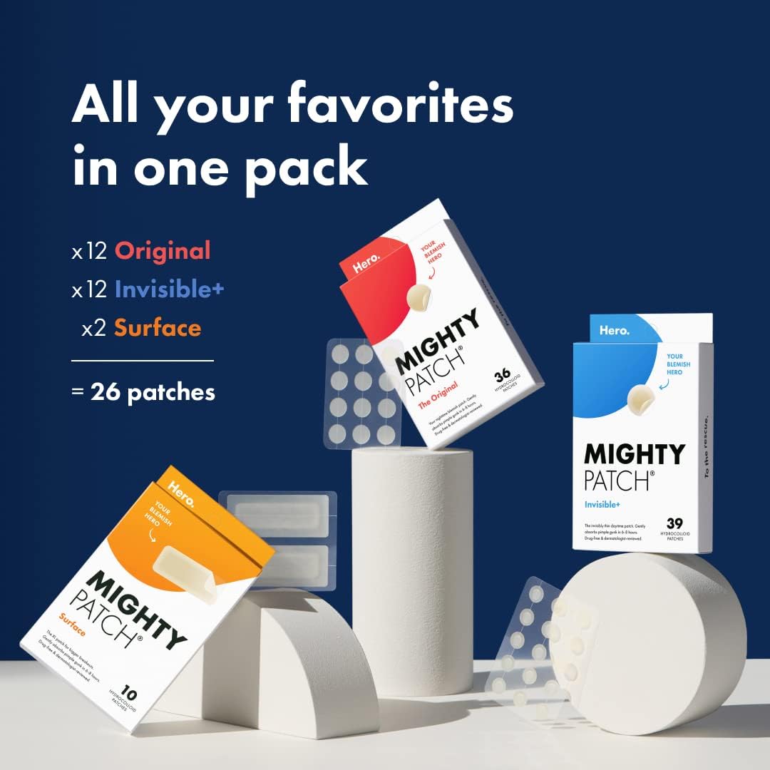 Mighty Patch Hero Cosmetics, paquete variado, 26 parches para granos (Acne) - Imagen 2