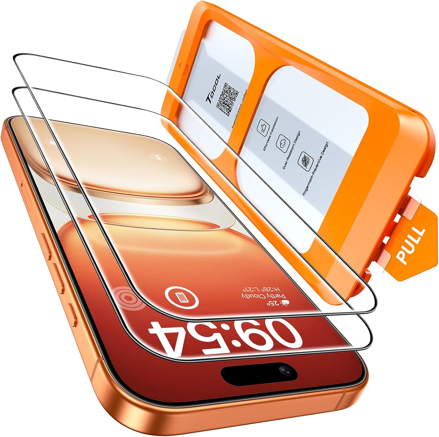 TOCOL Protector Pantalla para iPhone 17 Pro Max/iPhone 16 Pro Max, Alineación Automática para Una Instalación Rápida, Cristal Templado de Dureza 9H Inastillable, HD Transparente, 2 Piezas