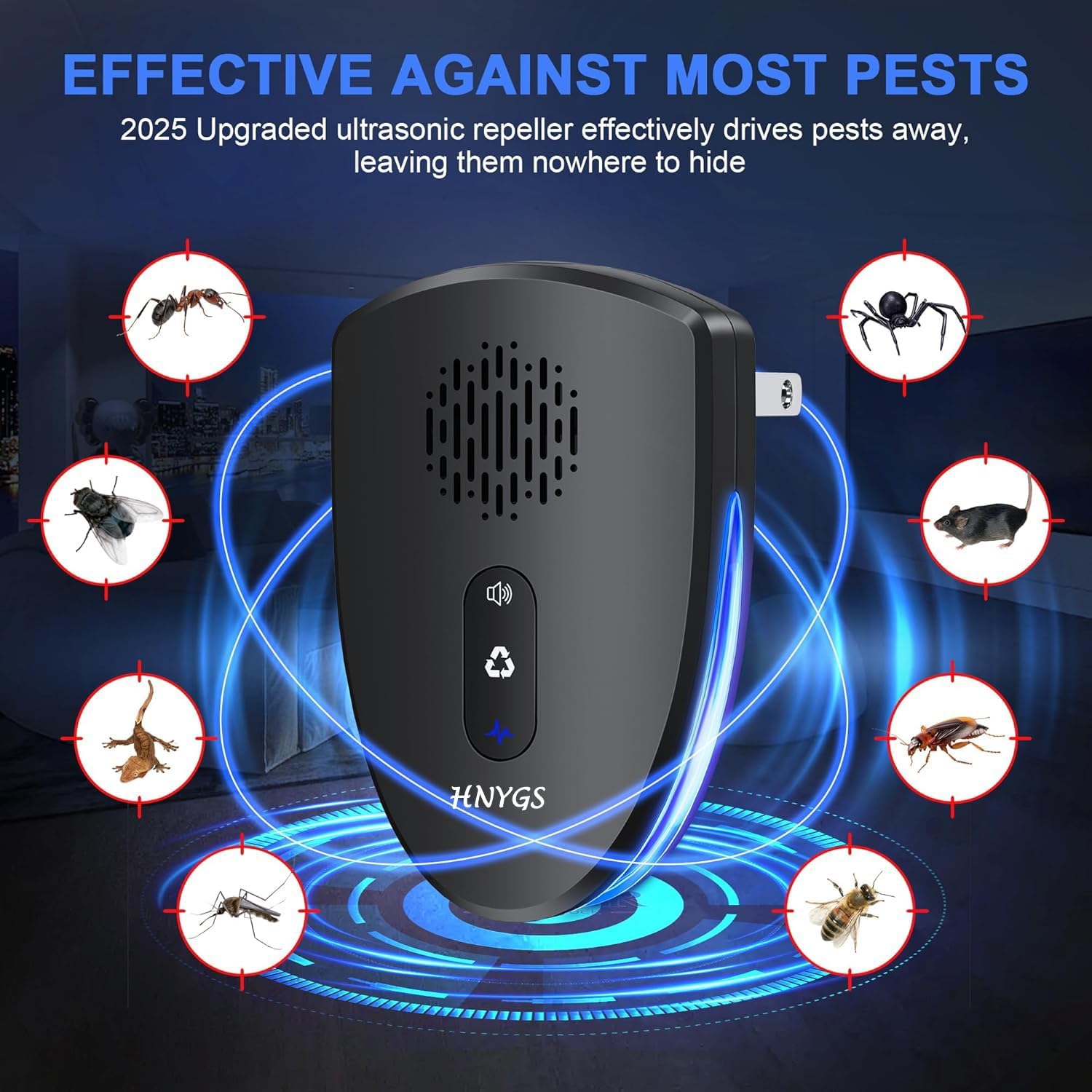 Repelente Ultrasónico Mosquitos, Control de Plagas para Moscas, Cucarachas, Arañas, Hormigas, Ratas, Ratones e Insectos Dispositivo Antimosquitos Interior de Alta Potencia (2 Pack) - Imagen 4