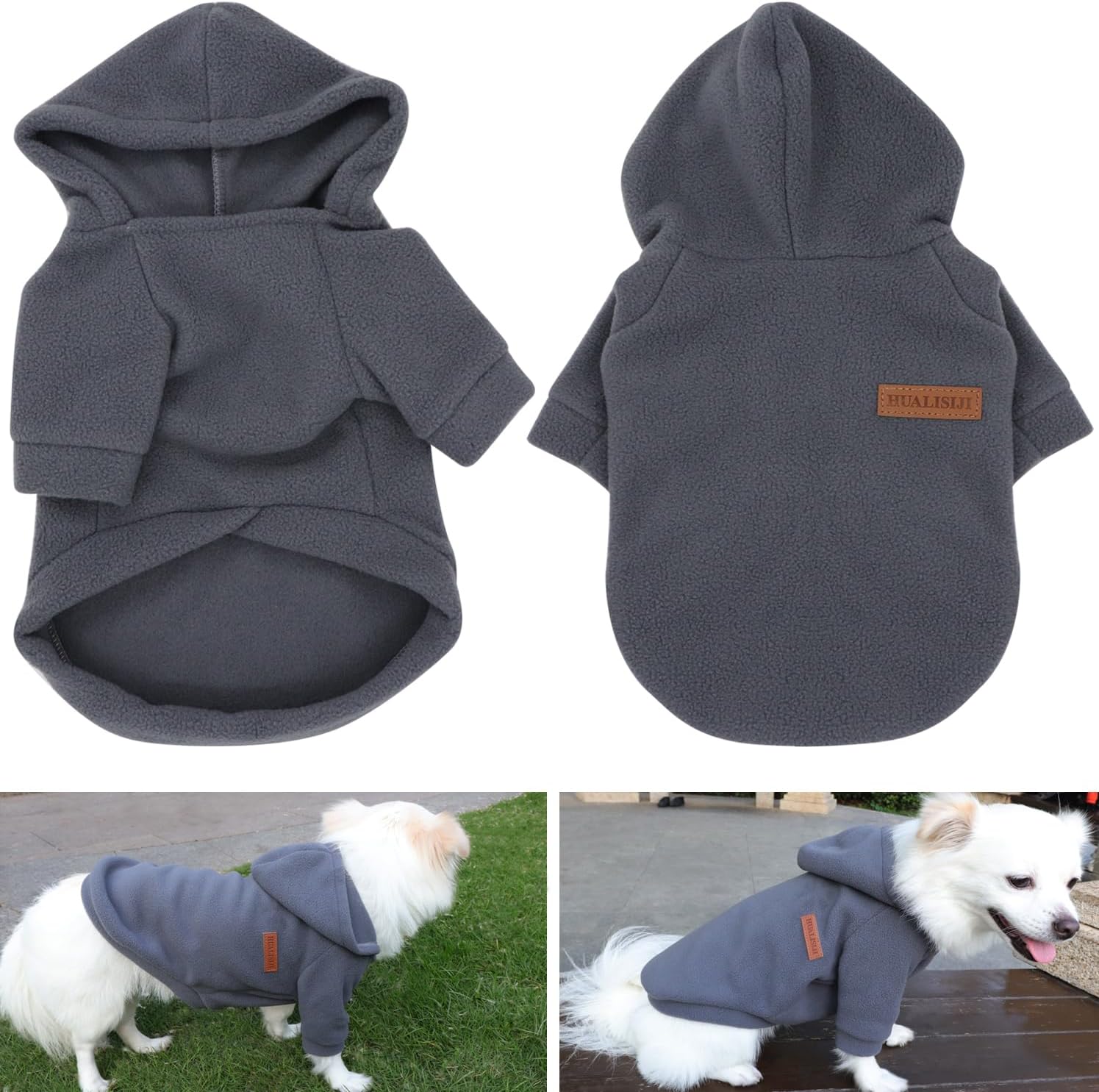 HuaLiSiJi Sudaderas Perros Pequeños Dog Hoodie Fleece Jumper Ropa Perro Pequeño,Cálido y Ligero, Textura Suave, Fácil de Usar y Color Brillante (3XL, Negro+Gris) - Imagen 2