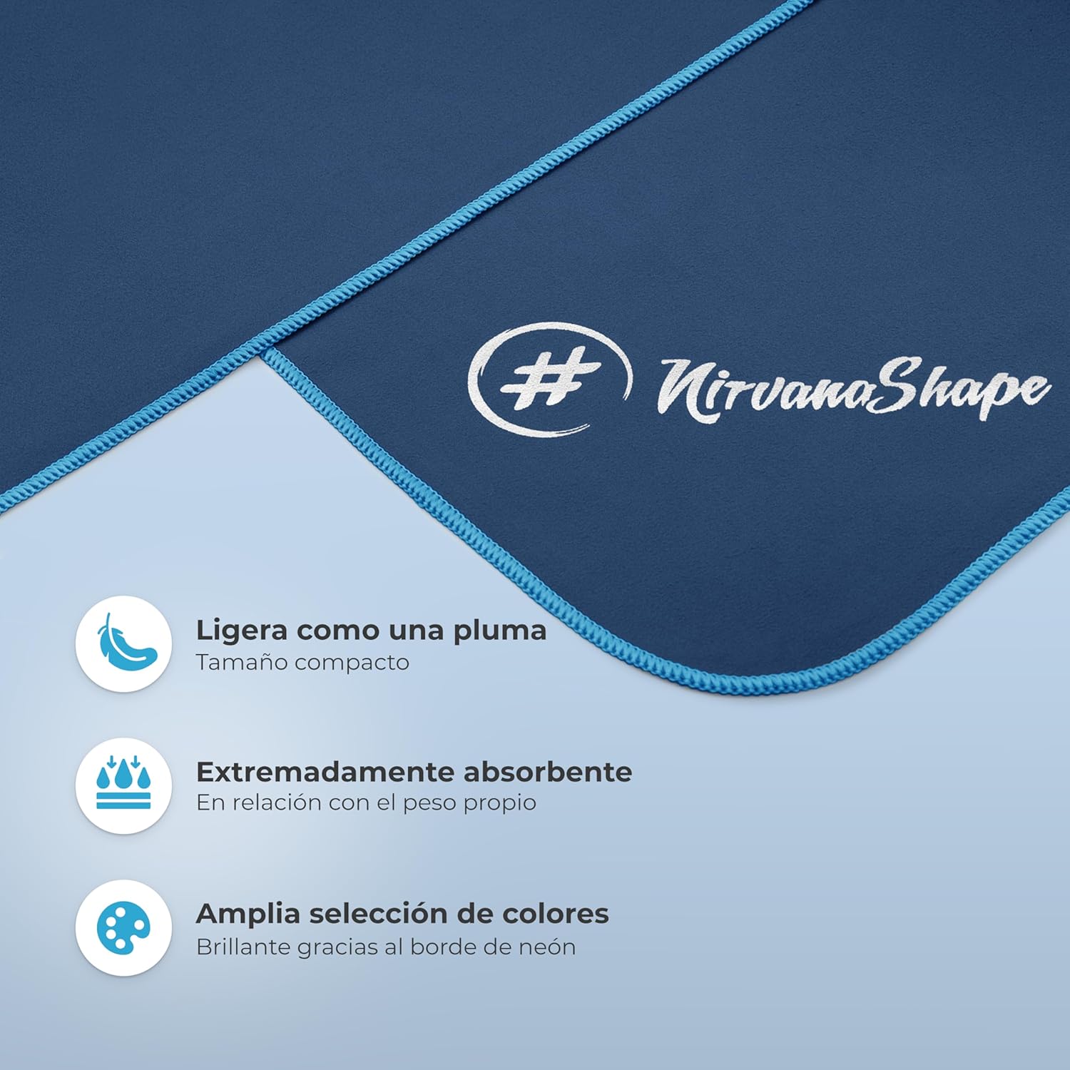 NirvanaShape Toalla de Microfibra | 14 Colores | 8 Dimensiones | Toalla de Viaje Ligera, Absorbente y de Secado Rápido | Toalla de Baño para Viajes | Ideal para Playa, Camping, Yoga y Sauna - Imagen 2