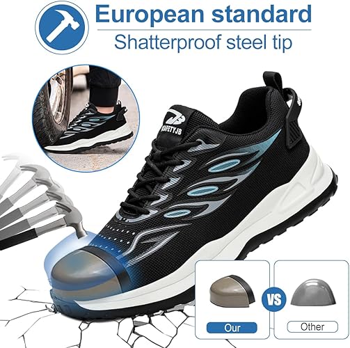 Zapatos de Seguridad para Hombre Zapatillas de Trabajo Negro 36-49 EU - Imagen 2