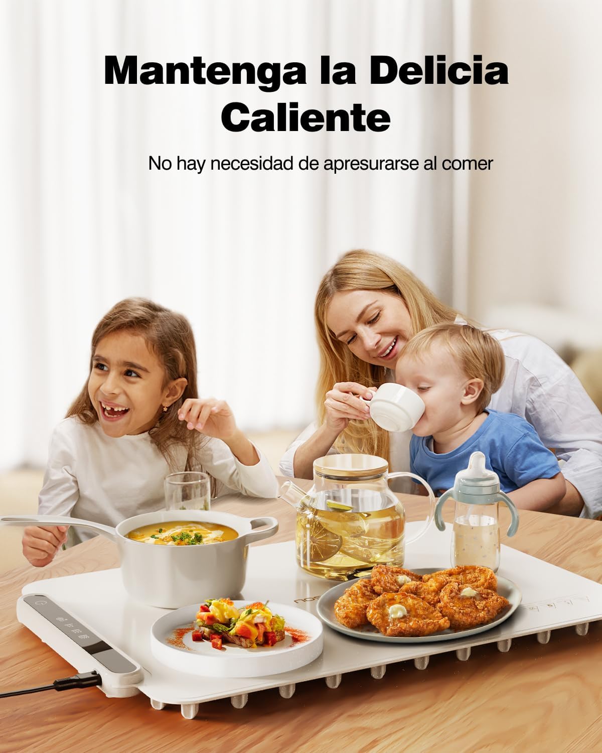 itrusou Bandeja Calefactora Eléctrica, Placa Calentadora Silicona Portátil Plegable, Calentamiento Total, Temperatura Ajustable para Bufés, Familia, Fiestas, Eventos, Oficina - Imagen 2