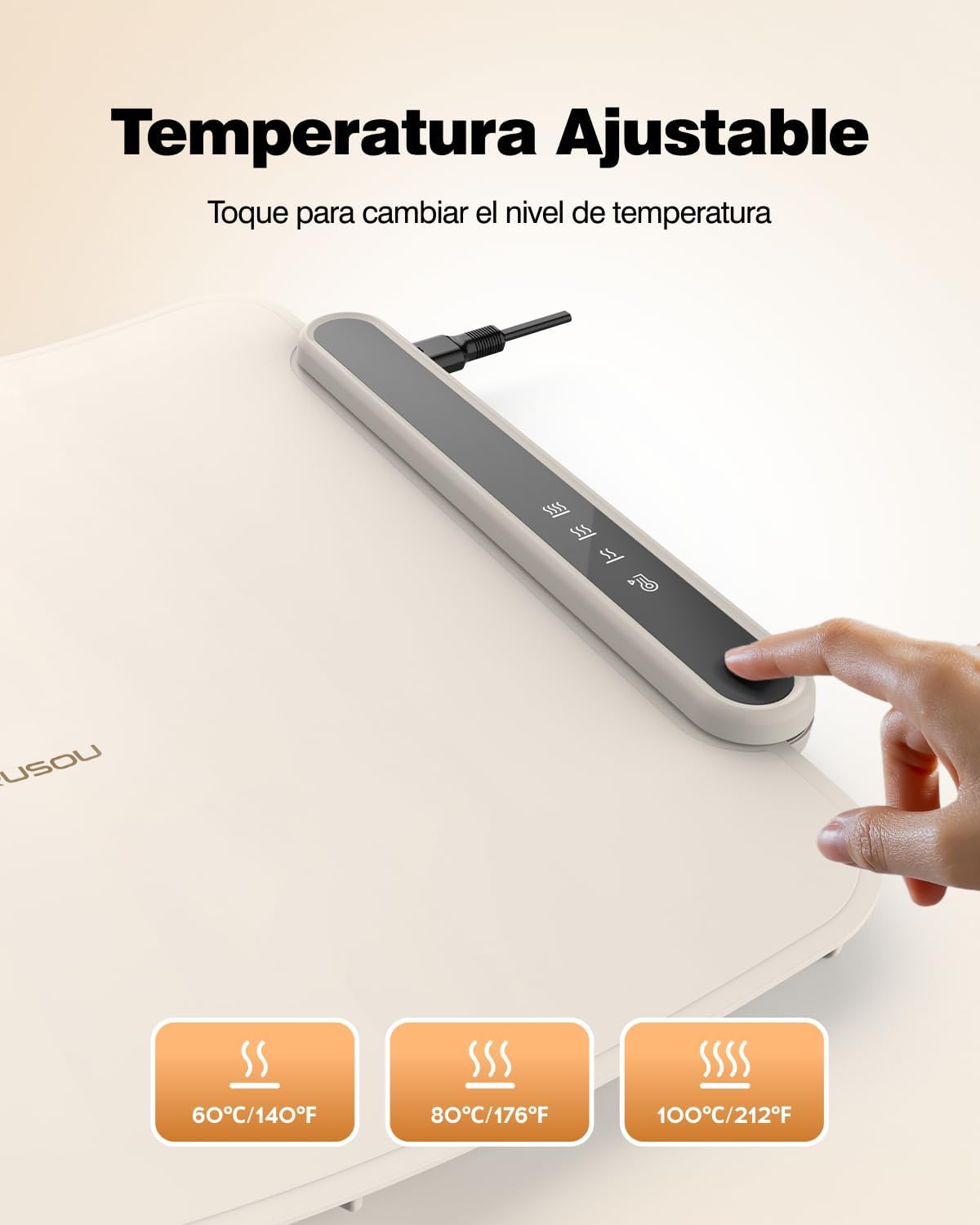 itrusou Bandeja Calefactora Eléctrica, Placa Calentadora Silicona Portátil Plegable, Calentamiento Total, Temperatura Ajustable para Bufés, Familia, Fiestas, Eventos, Oficina - Imagen 3