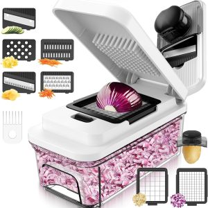 Cortador de Verdura Multifuncional | Mandolina de Cocina Profesional | Picador de Verduras Manual de acero inoxidable | Rallador Verduras y Queso - Gadgets Cocina