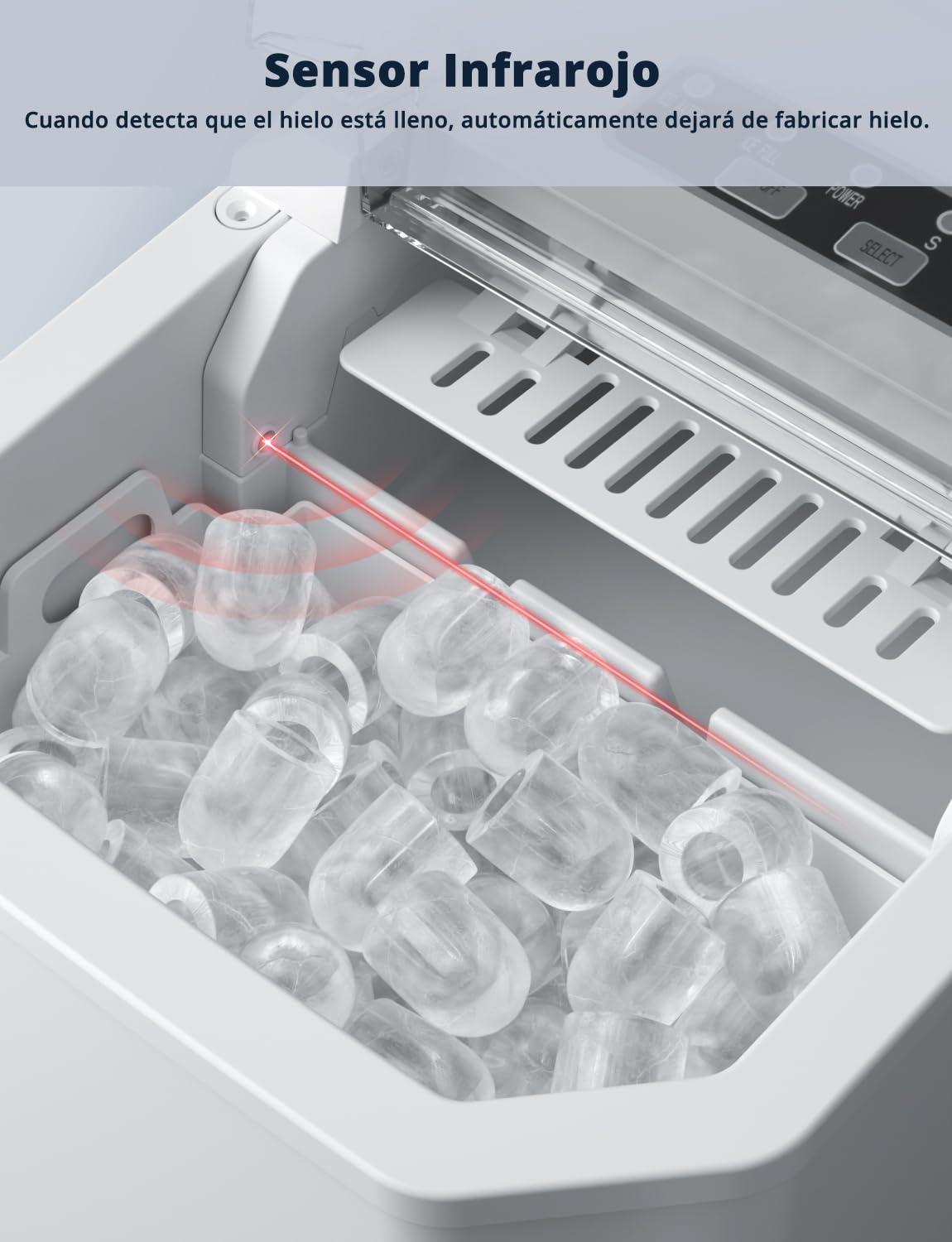 Máquinas para Hacer Hielo, Maquina de Hielo Portátil y Autolimpiante con Mango, Equipado con Hielo Pala de Puede Colocar Boca Abajo, 9 Cubitos Hielo Tipo Balas/6-10 Minutos, 12Kg/24h - Imagen 4